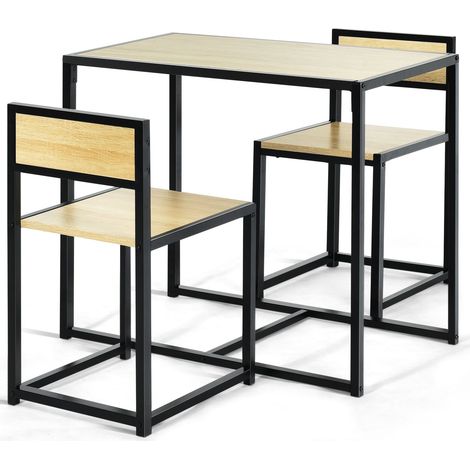 Set 3 pezzi tavolo da pranzo 90 x 47 x 76 cm multiuso salvaspazio in stile industriale in legno composito naturale 200017681