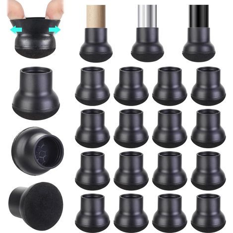 CCYKXA Chair Leg Protectors, 16 Pcs Small Black Felt Chair Leg Protectors, Silicone Round Chair Pad Protectors, Rubber Chair Leg Caps Chair Pads (Fit:20-25mm)
