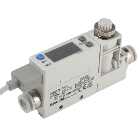 Débitmètre SMC PFM pour Air sec, gaz, 1 l/min à 50 l/min Raccord monotouche ( Prix pour 1 )