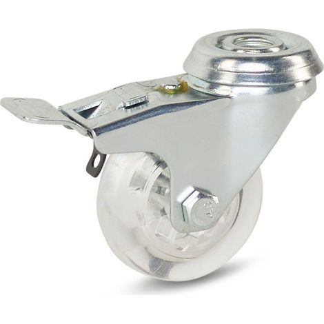 Roulette pivotante freinée - MESO - Meuble transparente - 50mm - 50kg - Trou central