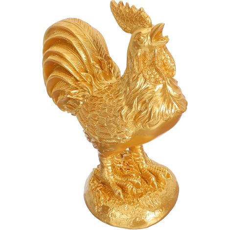 Coq de Pâques Décoratif en Résine Dorée, Modèle Feng Shui de Bureau, Ornement Délicat et Stable, Figurine de Poule de Luxe 1 Pièce pour Décoration Intérieure Saisonnière (1/5)
