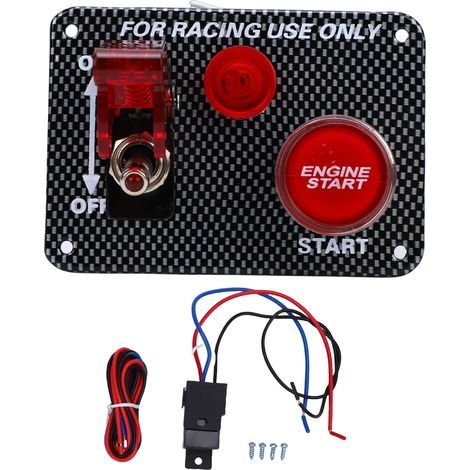 Universelles Zündschalterpanel für Rennwagen, effizienter 12V 40A Motorstartknopf für LKW und Wohnmobil, Carbonfaser-Optik (1/5)