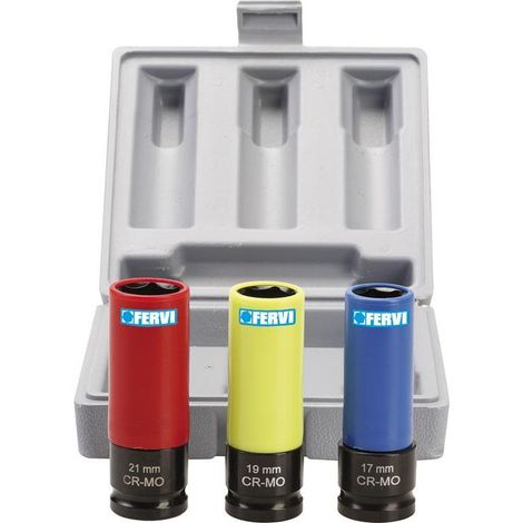Jeu de 3 cles a douille plastifiees 17-19-21mm pour jantes de voiture 0341