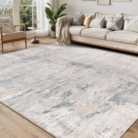 Tapis Salon Gris 160x230cm Poil Ras Tapis Boheme Lavable en Machine Moquette Chambre Doux Tapi Salle a Manger AntidéRapant Tapis Sol Anti Derapant Carpet Rug