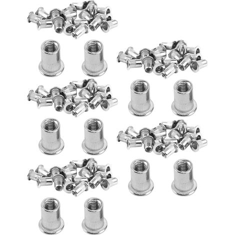 100 Pcs 304 Ecrou de Rivet Rivnut Inserer Nutsert M6X15mm (1/5)