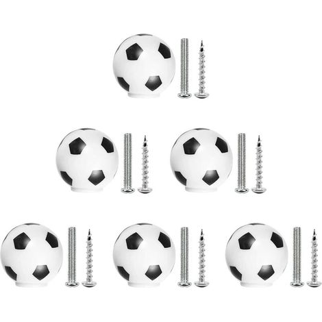 6 Pièces Boutons de Meuble Football Enfant Poignées Tiroirs Armoires Penderies Avec 2 Tailles Vis (1/4)