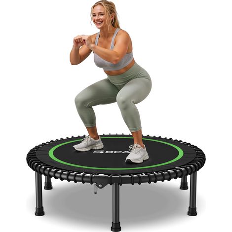 BCAN Mini-Trampolin für Erwachsene, 204/249 kg, zusammenklappbar, 102/122 cm, mit Gummibändern, stabil und geräuscharm, für drinnen und draußen (BT2 ohne Griff)