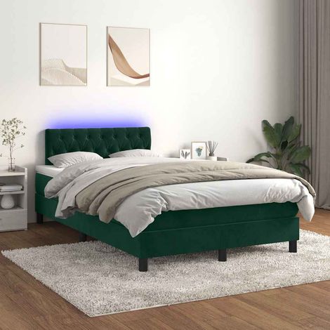 Boxspringbett mit Matratze & LED Dunkelgrün 120x200 cm Samt (1/5)