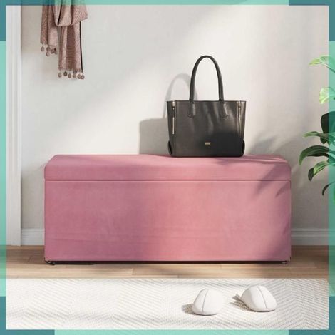 876798 Tabouret Rose 101 x 41 x 40 cm Velours et Bois Composite (1/5)
