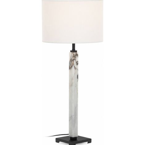 Lampe de table en marbre blanc et métal noir - Blanc et noir (1/4)