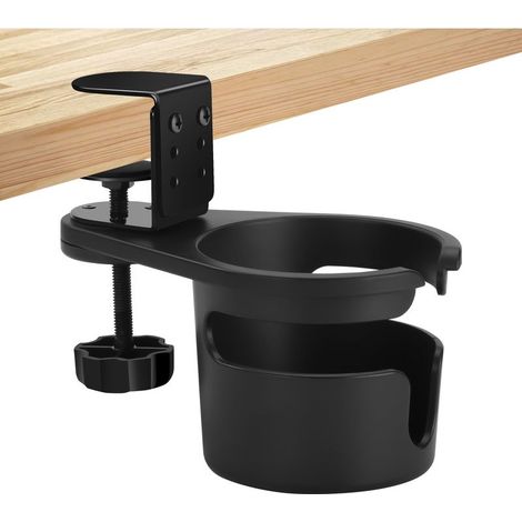 Porte Gobelet Bureau Rotatif 360° Support Tasse Réglable Hauteur pour Tables (Ép. 0-63mm) Anti-Déversement Porte Gobelet Boisson Bouteille Gaming Support Mug Maison/Bureau/Gaming (1/5)