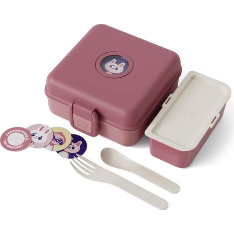 Children's Sandwich Box - MONBENTO - Cutlery included - BPA free - Snacky Rose Blush (1/5)