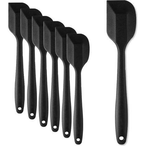 8 Pieces Silicone Spatula, 8.5 inch Non-stick Spatulas with Stainless Steel Core,Heat Resistant-500℉, Food Grade Silicone, Dishwasher Safe, for Mixing,Cooking,Baking (Black)