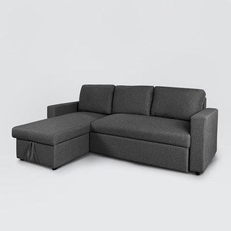 Divano letto con penisola e contenitore in tessuto 3 posti design Positis