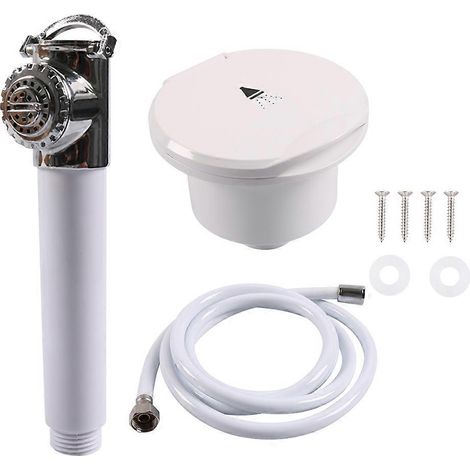 Pommeau de douche portable avec tuyau de 2,5 m, accessoire de bain à pression manuelle pour camping-car, bateau, yacht et pont de bateau. (1/5)