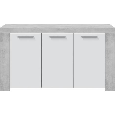 Buffet moderne effet béton satiné – Blanc Artik – 3 portes – Panneaux MDF mélaminés anti-rayures – Fabrication européenne – Usinestreet (1/5)