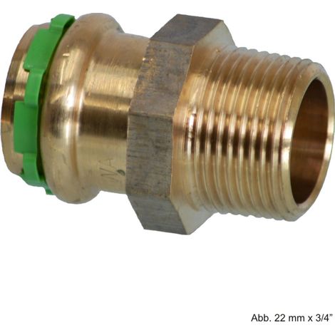 Raccord de transition VSH SudoPress en cuivre/laiton rouge SP4243GV avec filetage mâle, 28 mm x 1 1/4"