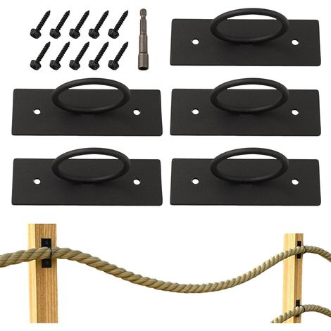 black rope bracket, rope fence brackets, fighting rope anchor, rope holder for fences, stair railings, ceiling hooks (1/5)