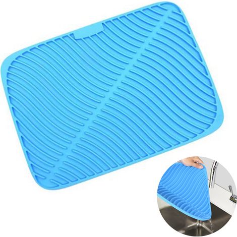 Égouttoir de cuisine tapis de rangement en silicone pour vaisselle antidérapant compatible lave-vaisselle accessoire de rangement pour évier (1/5)