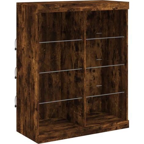 Credenza cassettiera mobile contenitore organizer cucina soggiorno salotto con luci LED 81 x 37 x 100 cm marrone 020029893