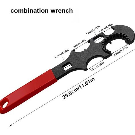 Clé à molette multifonctionnelle en métal à poignée rouge avec noyau de clé dynamométrique, clé mixte facile à utiliser, haute dureté