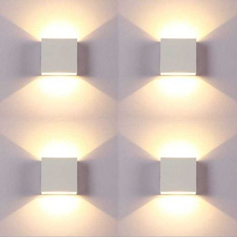 Lot de 4 appliques murales LED 6W, lumière chaude 3000K, éclairage haut et bas (1/5)