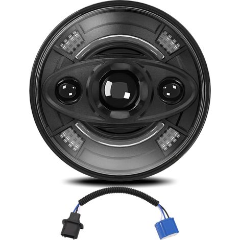 Walmeck 7 Pouces de Voiture LED Phare Rond Blanc Poutre Basse (1/4)