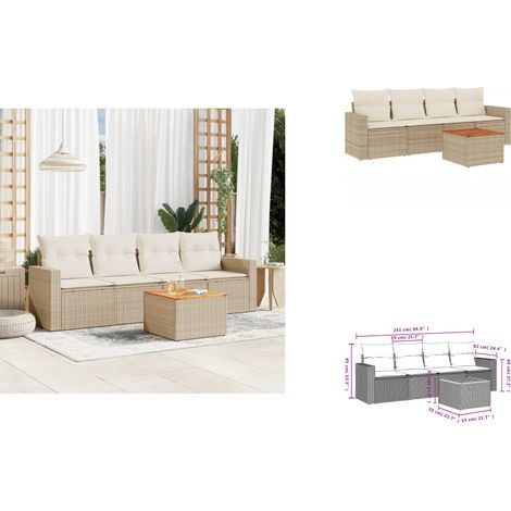 5-tlg. Garten-Sofagarnitur mit Kissen Beige Poly Rattan - Gartensorte - Gartenmöbelset - Lounge Möbel - Outdoor Furniture - Rattan Gartenmöbel (1/3)