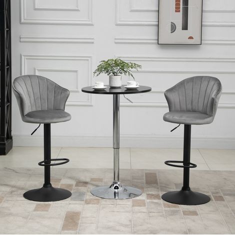 Barhocker drehbar höhenverstellbar 2er Set Grau OKMYHOME (1/4)
