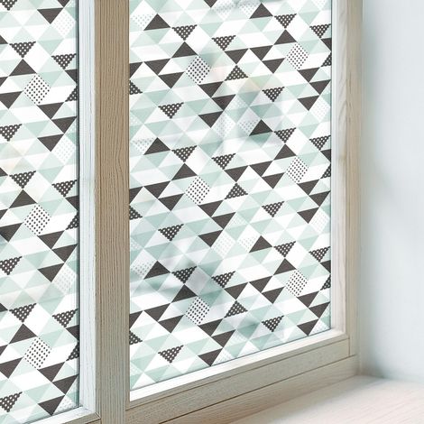 Film Dépoli pour Vitre 200x100 cm Adhésif Décoratif PVC Protection Collés sur le Verre Vitrail pour Chambre Cuisine Salle de Bain Motifs triangulaires (1/5)