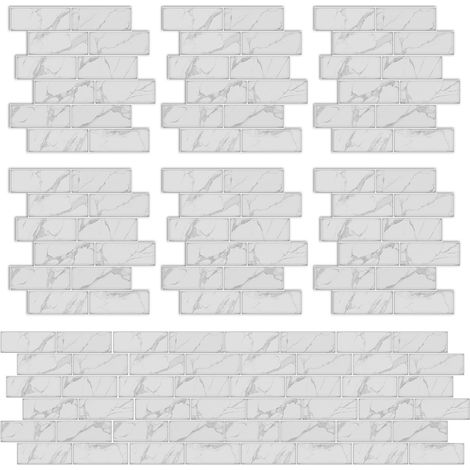 Lot de 10 autocollants 3D pour carrelage mural, blancs, résistants à la chaleur et à l'humidité, pour salle de bain et cuisine, 30 x 30 cm (1/5)