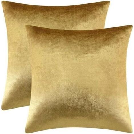 PA Set aus zwei Kissenbezügen mit goldfarbenem Samtrand, 45 x 45 cm, geeignet für Schlafsofas. (1/4)