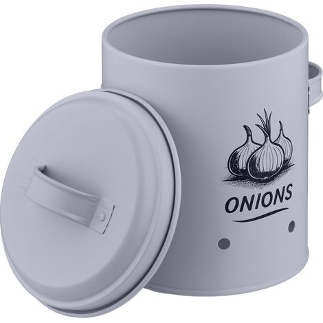 Set di 3 contenitori decorativi da cucina per patate, cipolle e aglio 21 x 26 x 23,5 cm in acciaio grigio 130017315