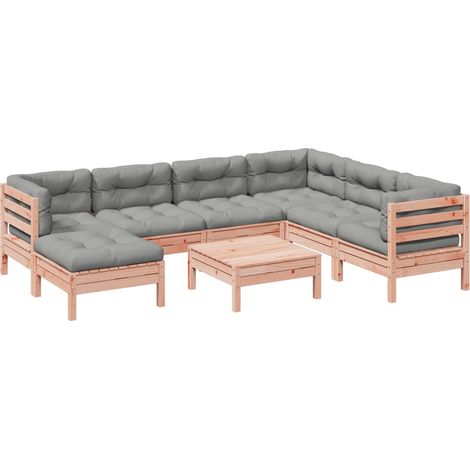 Maison Exclusive - Salon de jardin 8 pcs avec coussins sapin douglas solide (1/5)
