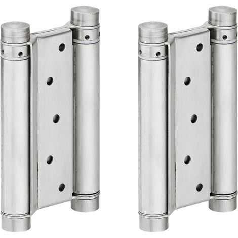 1x Paire Paumelle de Porte Va et Vient 180° Ressort Double Action Porte à Recouvrement jusqu'à 55 kg Charnière Saloon Western, Acier inoxydable (1/3)