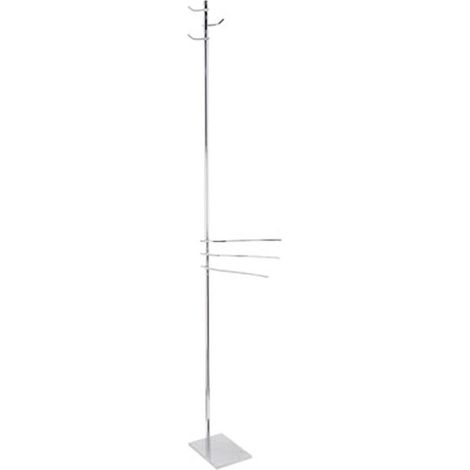 Piantana alta da bagno in ottone cromato porta salviette e appendi abiti orientabili con base rettangolare - piantana bagno (1/3)