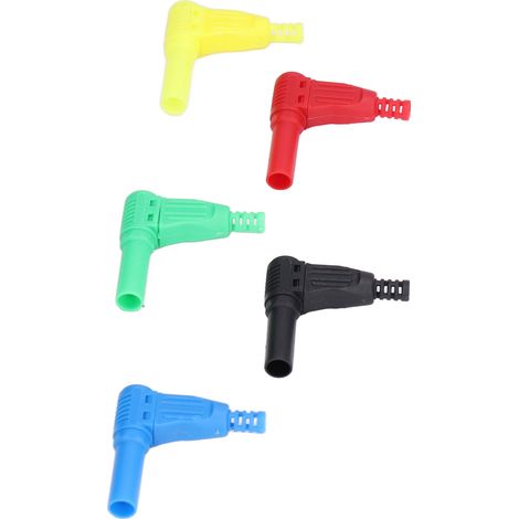 10Pcs Fiches Banane 4mm Protégées Sécurité, Courbées 90°, Soudure DIY Auto-Assemblage, Capots Isolants (1/5)