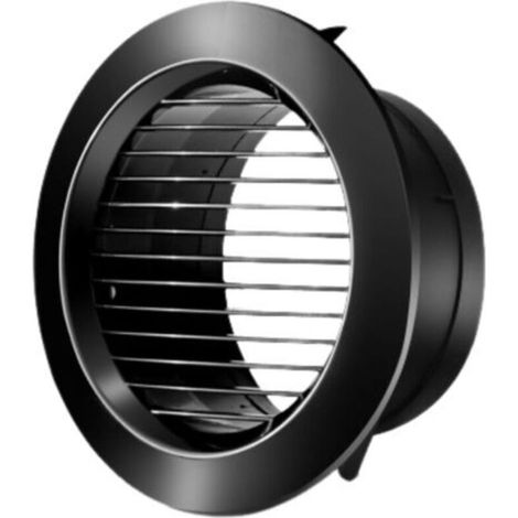 Grille de ventilation ronde, version à persiennes droites, pour cuisines, salles de bains, pour ouvertures de 150 mm de diamètre, noire (1/4)