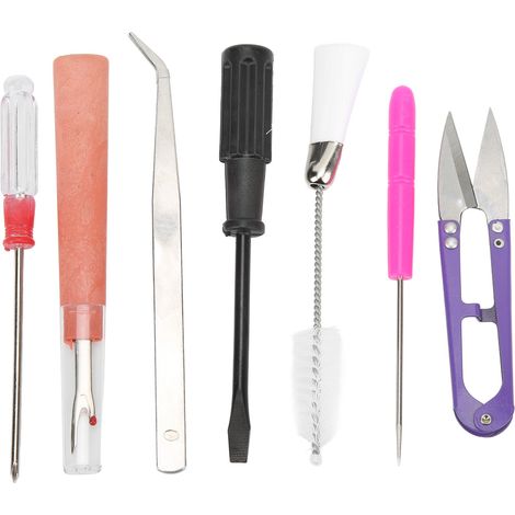 Kit de Nettoyage 7 Pièces pour Machine à Coudre avec Pinceau Double, Pince, Ciseaux à Fil - Entretien Portable (1/5)