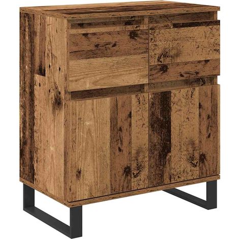 Buffet,Meuble de Rangement,Bahut Bois Ancien 60 x 35 x 70 cm Bois d'ingénierie et fer CFW297104 (1/5)