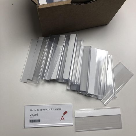 100 pièces Porte-étiquettes autocollants Transparents 39 mm et 100 mm de long - Étiquettes de prix, étiquettes de prix pour étagère, étiquettes de prix pour magasin, porte-étiquettes de prix pour (1/5)