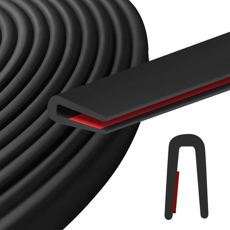 Protection Bord de Tole 16mm x 3 Mètres, Adhésif Joint Caoutchouc en U, Protection Noir Joint en Caoutchouc pour Portes de Voiture Trappes Coins de Table Fenêtres Tôle