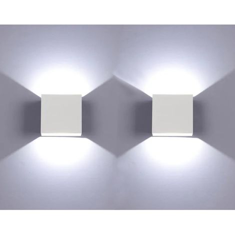 2er-Pack LED-Wandleuchten 6 W – modernes Aluminium – Weiß 6000 K – blendfrei – für Innenräume: Wohnzimmer, Schlafzimmer, Badezimmer, Küche – Weiß (1/5)