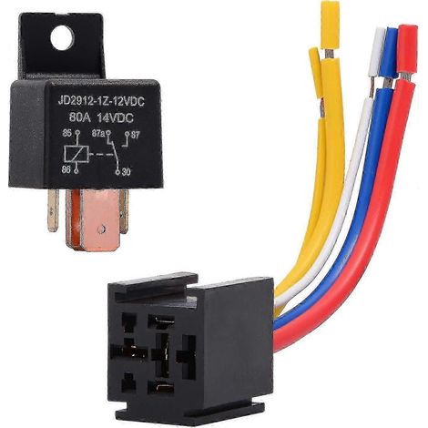 Compatible avec 1 unité de relais de commutation automobile 12V 80A à 5 broches, robuste, à 5 fils, spécifique à l'automobile. (1/5)