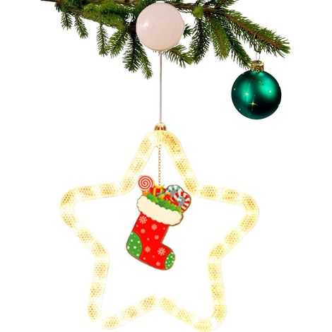CCYKXA LED-Weihnachtsstern fürs Fenster – Hängende Fensterbeleuchtung – Mit Saugnapf – Batteriebetrieben – Für Hochzeiten, Feiern und Zuhause (1/5)