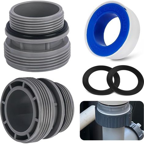Adaptateur de tuyau de piscine en 2 pièces, pour raccord de 40 mm à 1 pouce 1/2. Compatible avec les pompes Intex, les tuyaux rigides et les systèmes de filtration. (1/5)