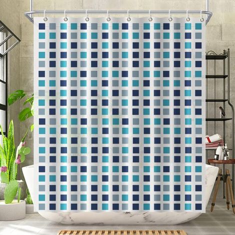 Rideau de Douche en Tissu avec Anneaux, marbre, Résistant à la Moisissure Imperméable Anti Moisissure en Tissu Polyester Rideaux de Douche avec 12 Crochets 180x180cm (1/5)