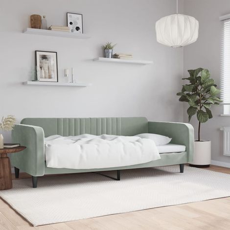 Tagesbett Hellgrau 100x190 cm Samt