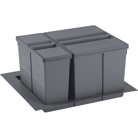 9XL System-Abfallsortierer 600 mm 1x26 l + 1x11 l grau SANS MARQUE