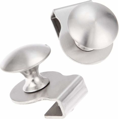 Poignée de porte en verre / Pince / Support en acier inoxydable pour verre 5-8 mm, pour vitrine, meuble, placard ou tiroir, sans perçage, lot de 2